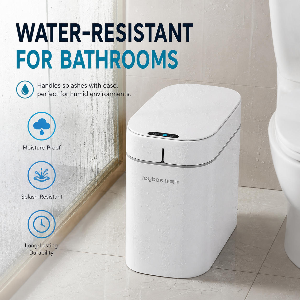 Touchless Smart Trash Can - Automatic Waterproof Sensor Bin for Bathroom & Kitchen